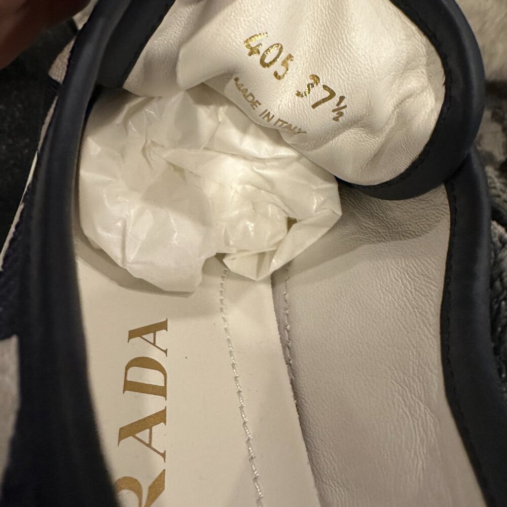 PRADA Triangle Logo Jacquard Lace Up Platform Sneakers Trainers Flat Shoes - Picture 13 of 14